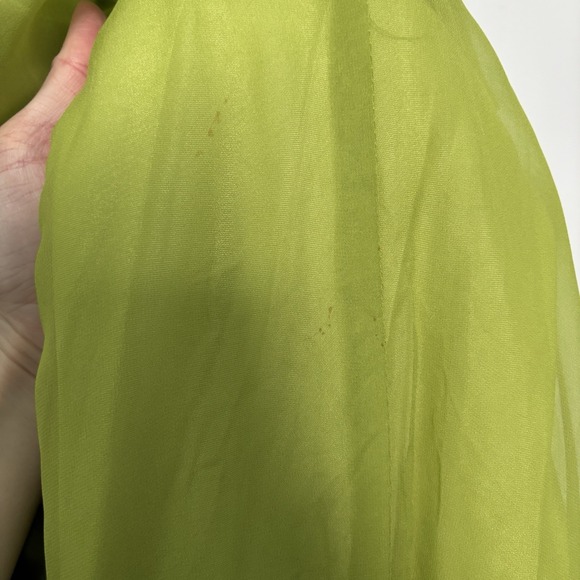 Vintage Green Ruffled Flowy Long Maxi Dress Flutter Fleece Sheer Chiffon Prom - Picture 8 of 15